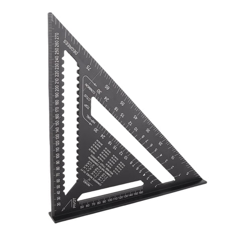 NFTIGB 12 inch Black Aluminium Right Angle Triangle Ruler Rustproof Protractor Carpentry Tool (12 in / 30.5 cm)