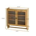 thumbnail image 3 of GZXS Double-Door Wall Mounted Wooden Cabinet with Fluted Glass Doors, Removable Shelves, and Towel Bar, Home Storage Organizer for Bathroom/Dining Room (Natural), 3 of 7