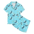 thumbnail image 5 of Xudanell Toddler Girl 4th of July Outfit Patriotic Graphic Button Shirt with Elastic Waist Shorts 250th Anniversary Celebration Set Sky Blue 6-7 Years, 5 of 5