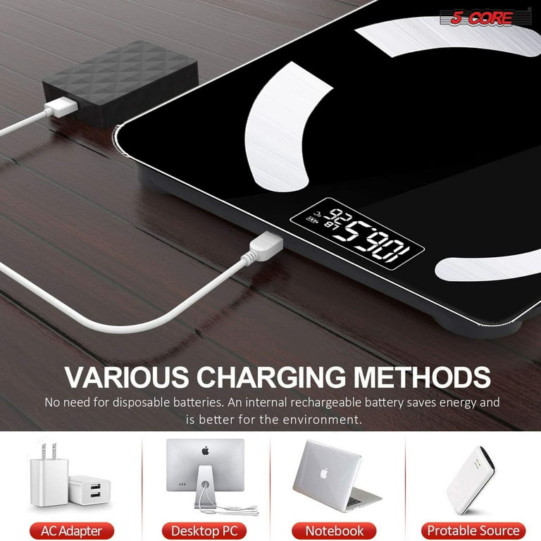 Rechargeable Smart Digital Bathroom Weighing Scale with Body Fat and Water Weight for People Bluetooth BMI Electronic