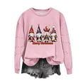 thumbnail image 4 of ClodeEU Women's Christmas Cat Print Sweatshirt ,Round Neck Print Long Sleeve Sweatshirt Top Pink 02,Womens Plus S, 4 of 5