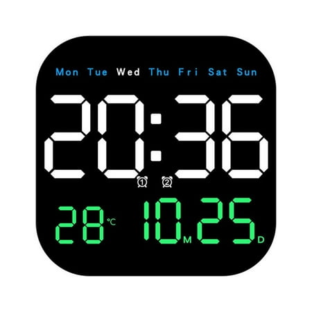 Splihome Led Wall Clock with Remote Control Display Temperature Room Desktop Clock Three colors
