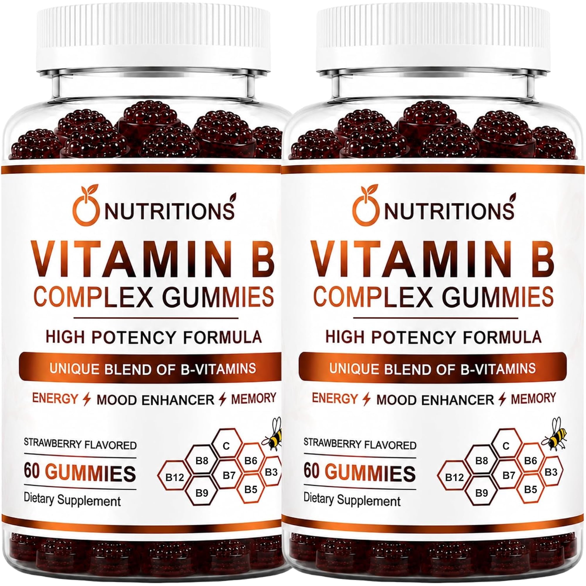 O Nutritions 2-pack Vegan Vitamin B Complex Gummies with B12, Biotin, Niacin