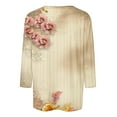thumbnail image 4 of CYMMPU Flower Pattern 3/4 Sleeve Summer Trendy Shirts Round Neck Blouses for Women Dressy Casual Tunic Tops Loose Fit Spring Tops Lightweight Basic Tees Pink S, 4 of 5