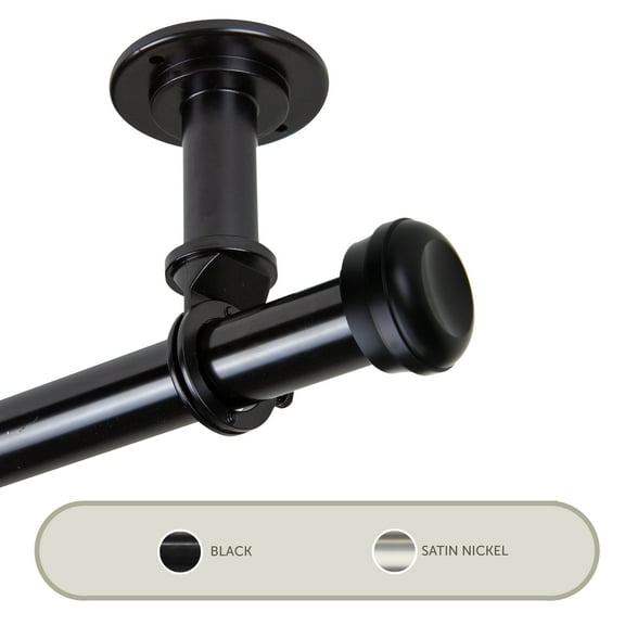 Cillo Ceiling 1" Curtain Rod/ Room Divider 28-48 inch - Black