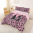 thumbnail image 2 of Manfei Pink Leopard Print Bow Letter E Full Size Comforter Sets for Girls, Fashion Initial Bedding Sets, Pink Reversible, 3pcs, 2 of 6
