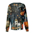 thumbnail image 3 of DENGDENG Halloween Women Scrub Jacket Snap Front Pumpkin Bats Print Workwear Nursing Uniform with Pockets Button Down Long Sleeve Halloween Scrubs Graphic Fall Jackets Plus Black XXXXL, 3 of 3