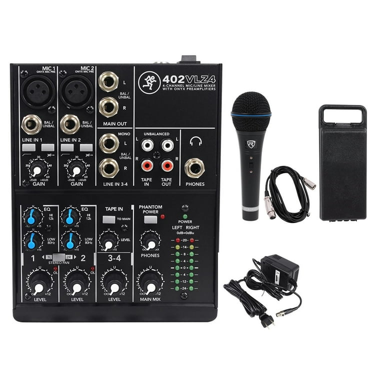 mørk mel Tørke Mackie 402VLZ4 4-channel Compact Mixer w/ 2 ONYX Preamps+Microphone+XLR  Cable - Walmart.com