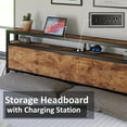 thumbnail image 6 of Merluxy King Size Bed Frame Industrial Platform Bed with Charging Station, 2-Tier Storage Headboard/ No Box Spring Needed/ Noise-Free/ Dark Brown, 6 of 8