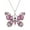 Pink, variant on Sparkly Enamel Painted Crystal Rhinestone Butterfly Pendant Necklace,Purple
