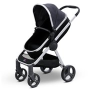 2 in 1 Convertible Baby Stroller, Folding High Landscape Infant Carriage, Newborn Reversible Bassinet Pram, Adjustable Canopy, Anti-Shock Toddler Pushchair Dark Grey