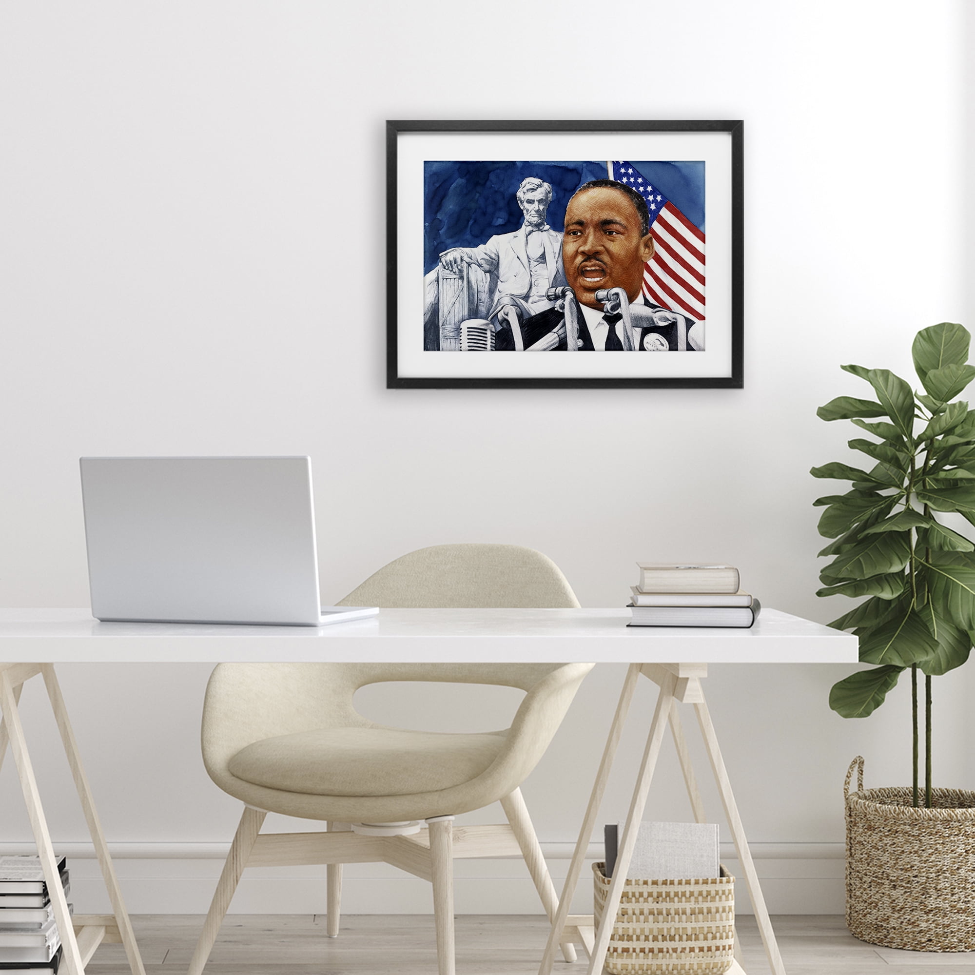 1960s American Speech Portrait Black Framed Print Under Glass, design by Wind River Studios