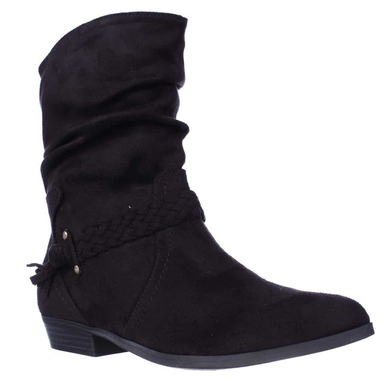 Womens Indigo Rd. Jalena Braided Strap Slouch Ankle Boots - Black ...
