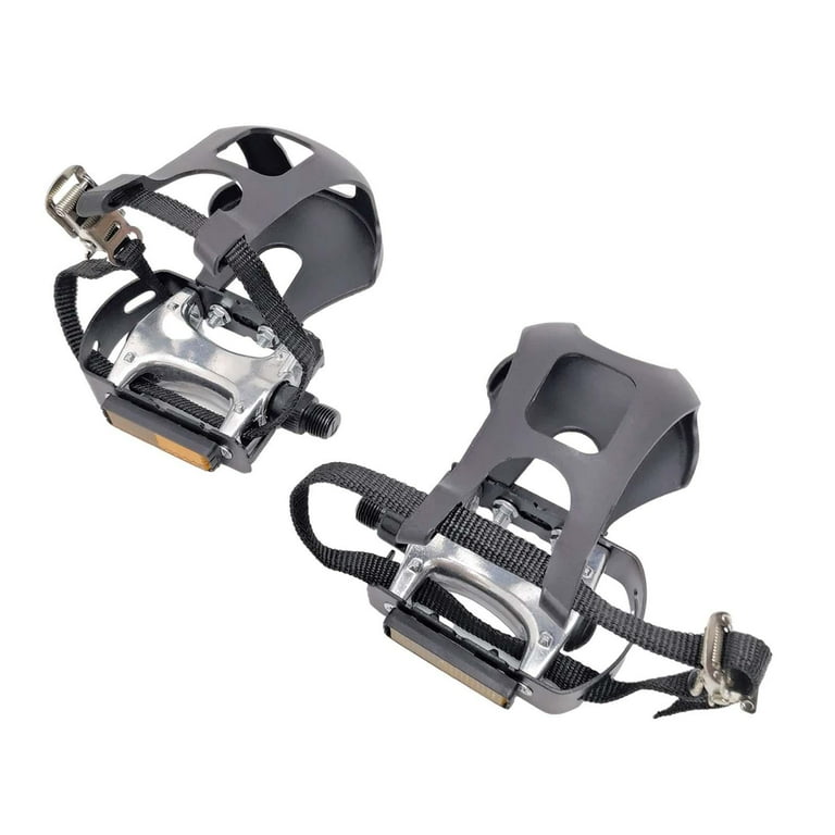 Bike Pedals with Clips and Straps Exercise Bike Pedals AntiSlip Universal  9/16" Thread for Stationary Bike Outdoor s Pair - Walmart.com