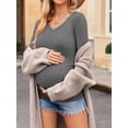 thumbnail image 5 of Weardear 4 Pack Maternity Shirt Long Sleeve Side Ruched Pregnancy Tunic Tops Casual V Neck T Shirts for Women, 5 of 6