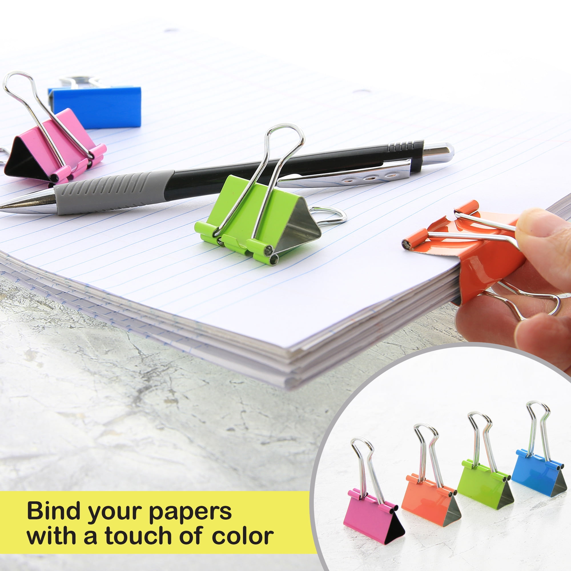 BAZIC Binder Clips Color Small Large Paper Clips (12/Pack), 6-Packs