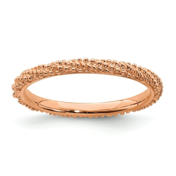 Sterling Silver Stackable Expressions Polished Rose Gold-plated Ring - Size 9