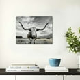 thumbnail image 2 of QFMY Texas Longhorn Cow Canvas Wall Art - Framed Animal Print Home Decor Wall Art - Farmhouse Decor - Animal Print For Office - Wild West  16x12inch, 2 of 6