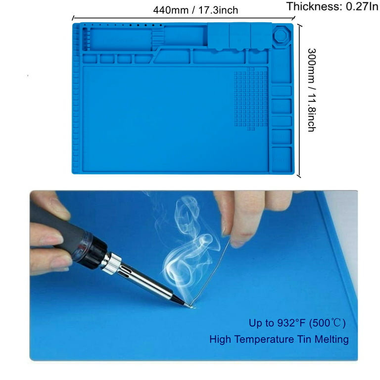 Silicone Work Mat Soldering Station Mat Heat Resistant 932°F Anti-Static  Magnetic Mat for Electronic Phone Laptop Watch Repair