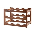 thumbnail image 3 of Estante de madera para vino, material grueso, decoración, duradero, exhibición de vino tinto, soporte para vino 3 capas 9 botellas, 3 of 9