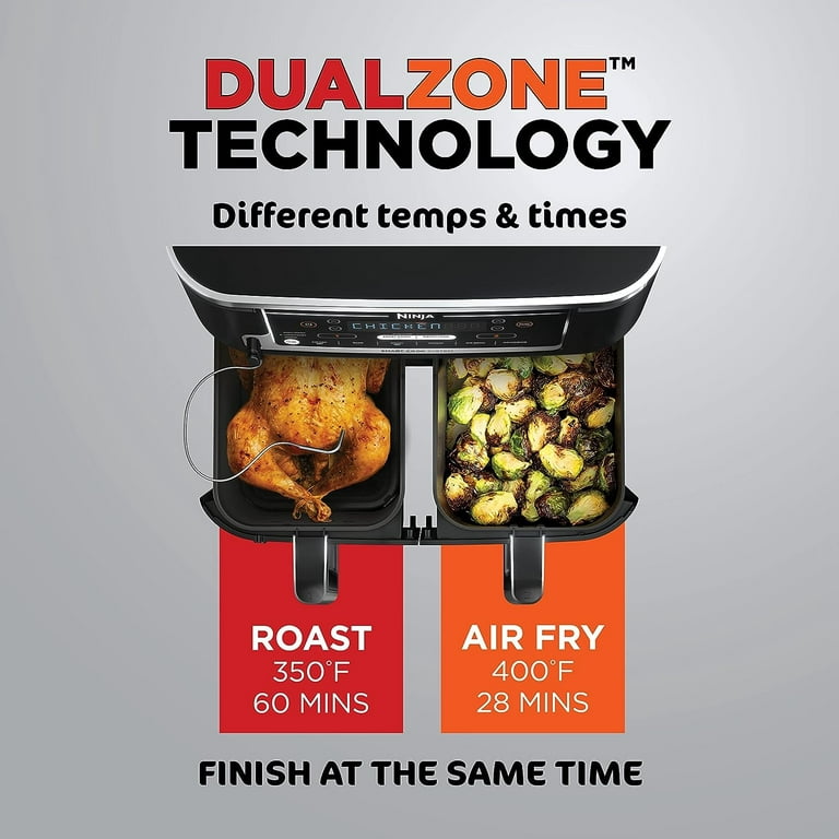 Ninja - Foodi 6-in-1 10-qt. XL 2-Basket Air Fryer with DualZone Technology  & Smart Cook System - Black