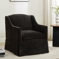 thumbnail image 2 of Comfort Pointe Ludlow Dark Brown Polyester Fabric Skirted Swivel Accent Chair, 2 of 12