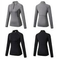 thumbnail image 3 of Women's Zipper Workout Long Sleeve Shirts, Yoga Running Tops Quarter Zip Pullover Exercise T-Shirts, Gray, XL, 3 of 5
