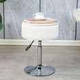 thumbnail image 4 of Velvet Vanity Stool, Vanity Chair for Makeup Room Round Storage Ottoman for Living Room Height Adjustable 360°Swivel Foot Stools, Beige, 4 of 7