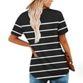 thumbnail image 3 of Fmbrln Womens Summer Short Sleeve T-Shirts Fashion V Neck Stripe Print Tops Casual Loose Long Hem False Two Piece Tees, 3 of 5