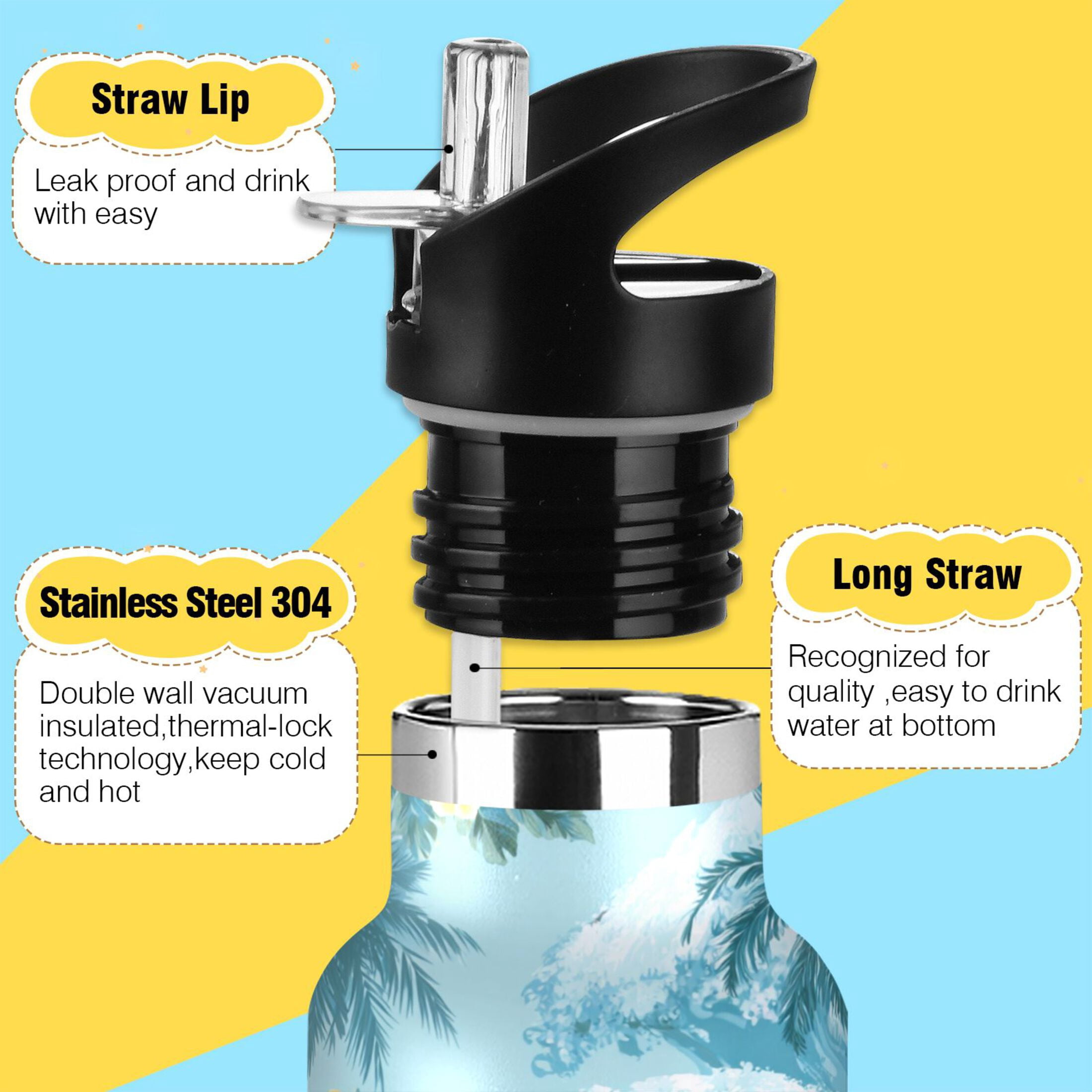 600ML Stainless Steel Insulated Cup Sports Water Bottle Portable Thermos Cup Water Glasses Insulated Tumblers Convenient and Durable Artistic Waves