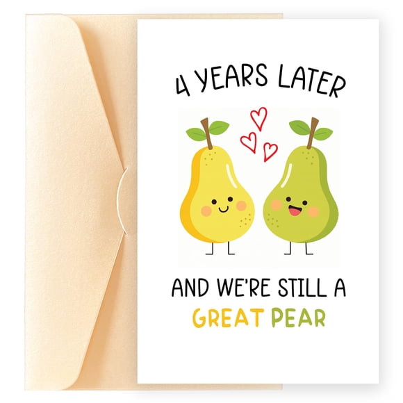 Tarjeta de aniversario POMELION Cute para el cuarto aniversario de Him Her