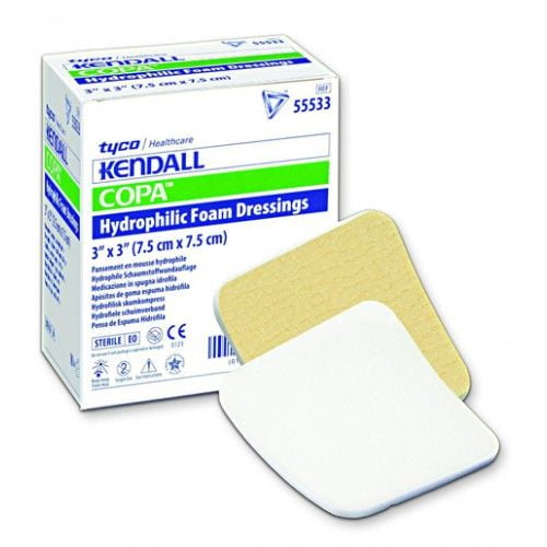 Kendall Foam Island Dressing, 4" X 4" Square, Adhesive with Border