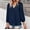 Navy, variant on Babysbule Womens Tops Women's Fashion Summer Solid Color V-Neck Long Sleeve Chiffon TopS