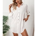 thumbnail image 4 of Vestido De Camisa Con Solapa Para Dama, Puños Evertidos Para La Piel, Camisa De Longitud Media Para Mujer, Tela Cómoda, Dobladillo Irregular, Lavable A Máquina Para Ir De ANGGREK No, 4 of 7