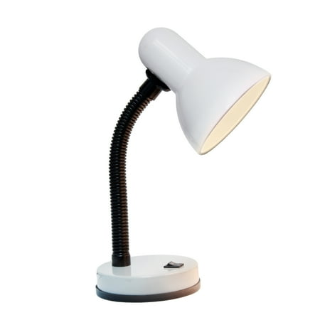 Simple Designs - Basic Metal Desk Lamp with Flexible Hose Neck - White