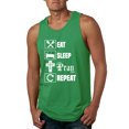 thumbnail image 1 of Eat Sleep Pray Repeat for Christians Faith | Mens Inspirational/Christian Graphic Tank Top, Kelly, Large, 1 of 3