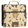 thumbnail image 4 of 3 Ring Zipper Binder with Shoulder Strap Waterproof Trapper Keeper 2 Inch D-Ring 500 Sheets Capacity Cartoon Bear with Leaf, 4 of 8