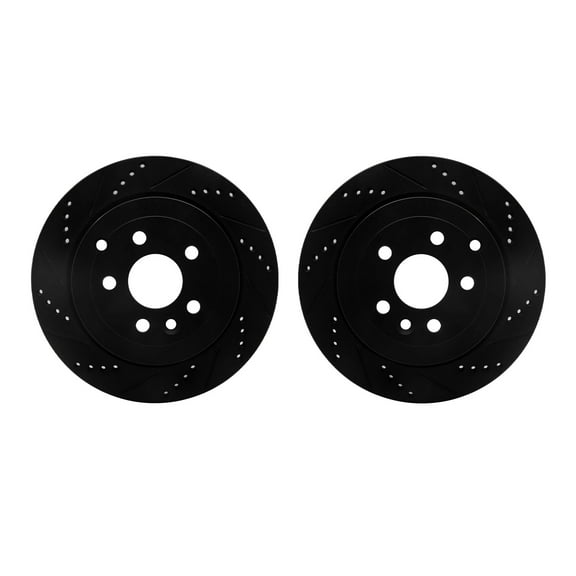 Dynamic Friction Company Rear Brake Rotors-Drilled and Slotted-Black 8002-11026