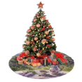 Christmas Tree Skirt, Lilacs Teapot Scenic Painting Plush Soft