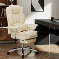 thumbnail image 4 of Llinc Store Big and Tall Office Chair with Footrest, Leather Computer Executive Chair, Ergonomic High Back Reclining Chair, Large Home Beige Office Chair, 4 of 10
