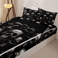 thumbnail image 3 of Homewish Horror Gothic Skull Zipper Twin Comforter Sets with Fitted Sheet and 2 Pillowcases,Halloween Themed Zipper Bedding Set,Gray,Black Reversible,4pcs, 3 of 8