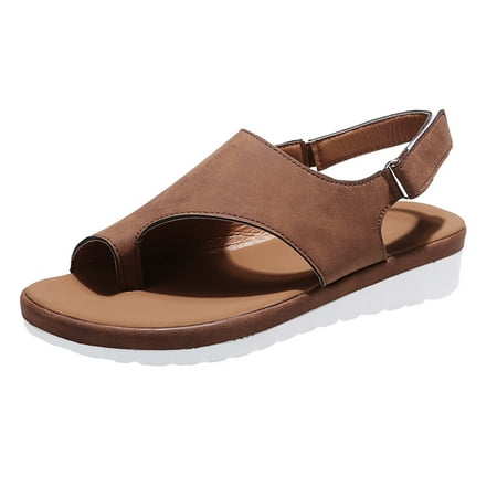 

Womens Sandals Fashion Women Summer Solid Color Comfortable Wedges Shoes Beach Peep Toe Breathable Sandals Women S Sandals Pu Brown 38