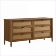 thumbnail image 6 of Dressers 6-Drawer with Mirror, Light Walnut, Natural Rattan | Solid Wood+MDF | Brown, 6 of 13