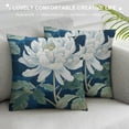 thumbnail image 3 of Creowell Throw Pillow Cover Blue Oriental with Japanese Chrysanthemums Inscription Autumn Garden of Green Asian Decorative Pillow Case Home Decor Square Pillowcase White, 3 of 5