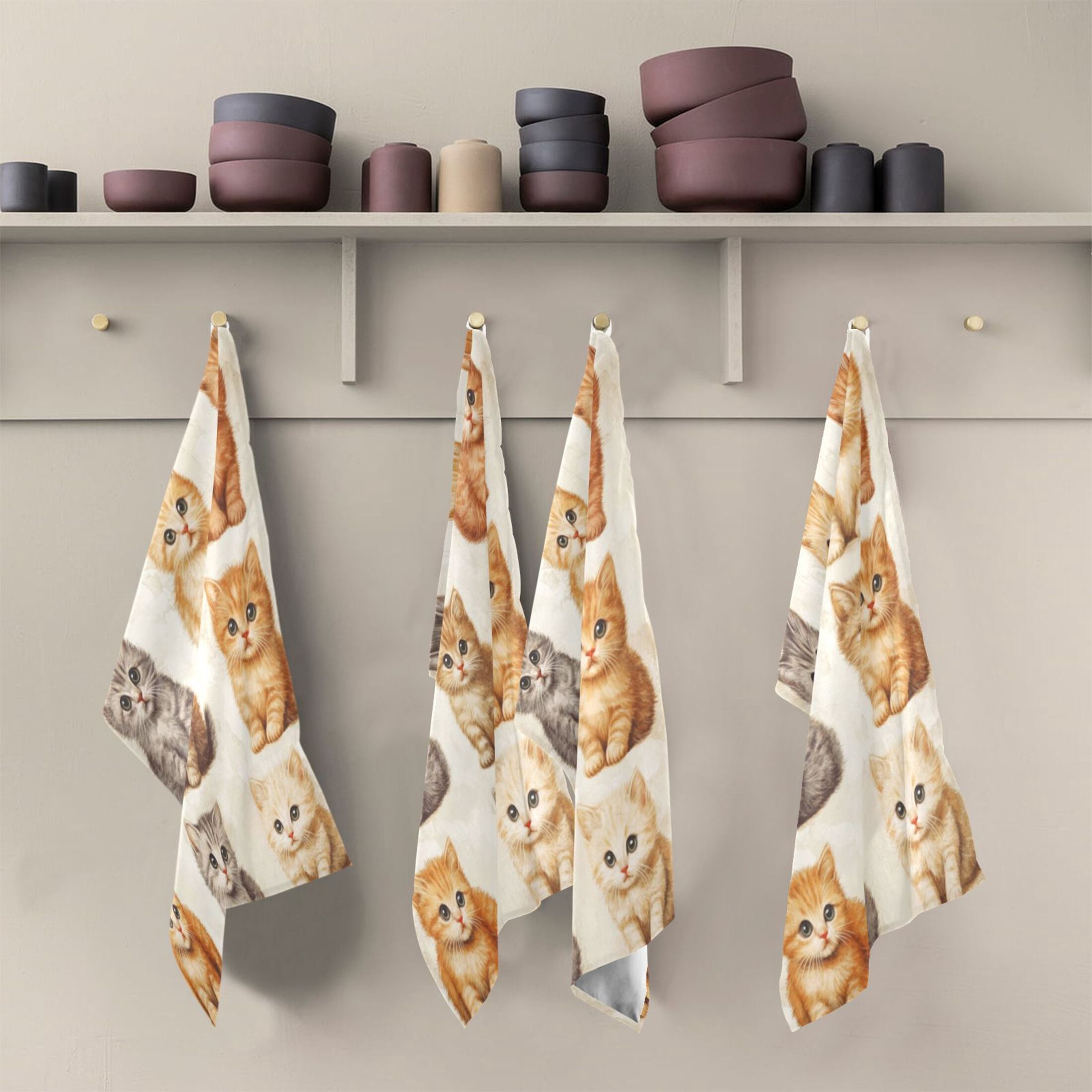 Kitchen Towel 28x18 Inches x6，Plate Towel, Decorative Towel, Napkin, Tea Towel Tea Towels For Kitchen Dish Cloths & Dish Towels Little Colored Cat1