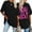 Black, variant on Women's T-Shirts Basic Tops Oversized Back Print Short Sleeve Crewneck Y2k Clothes
