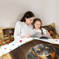 thumbnail image 5 of Feelyou 3D Brown Dachshund Queen Comforter Set, Rustic Groovy Floral Bedding Sets, Kawaii Dog Animal Reversible Bedding Comforter Set, Super Cozy Room Decor, 3 Pieces, 5 of 8