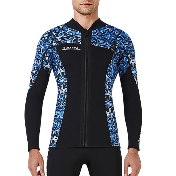 Eigraketly Traje de neopreno de 3MM para buceo, traje de neopreno grueso de manga larga, chaqueta, trajes de buceo, traje de Surf para aeróbic acuático, Deportes acuáticos azul XXL Eigraketly OD003290-05