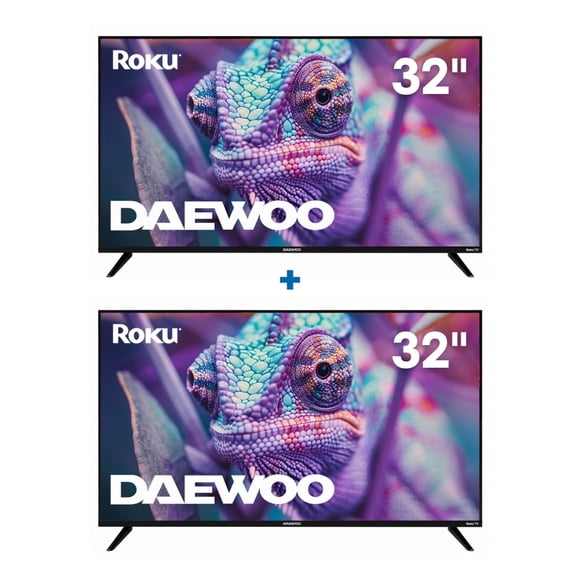 Pack 2 Smart TV Daewoo 32 Pulgadas HD LED Roku TV Netflix YouTube Prime Video Modelo DAW32R