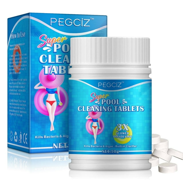 Comprimés de Chlore pour Piscines et Spas, 90 % de Chlore Disponible, 50g - 2 Pack